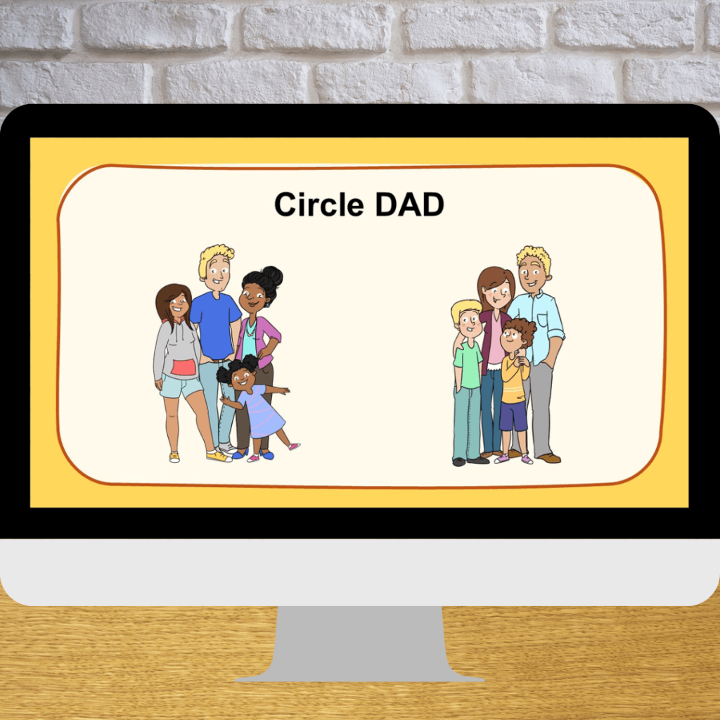 ESL curriculum online for young kids family unit mom dad