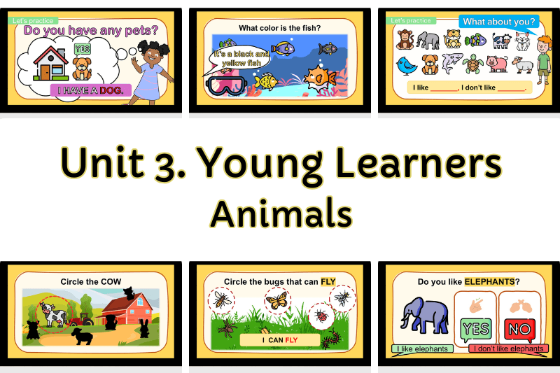 Unit 3 Animals. Ready-to-use ESL Lesson plans for young learners.