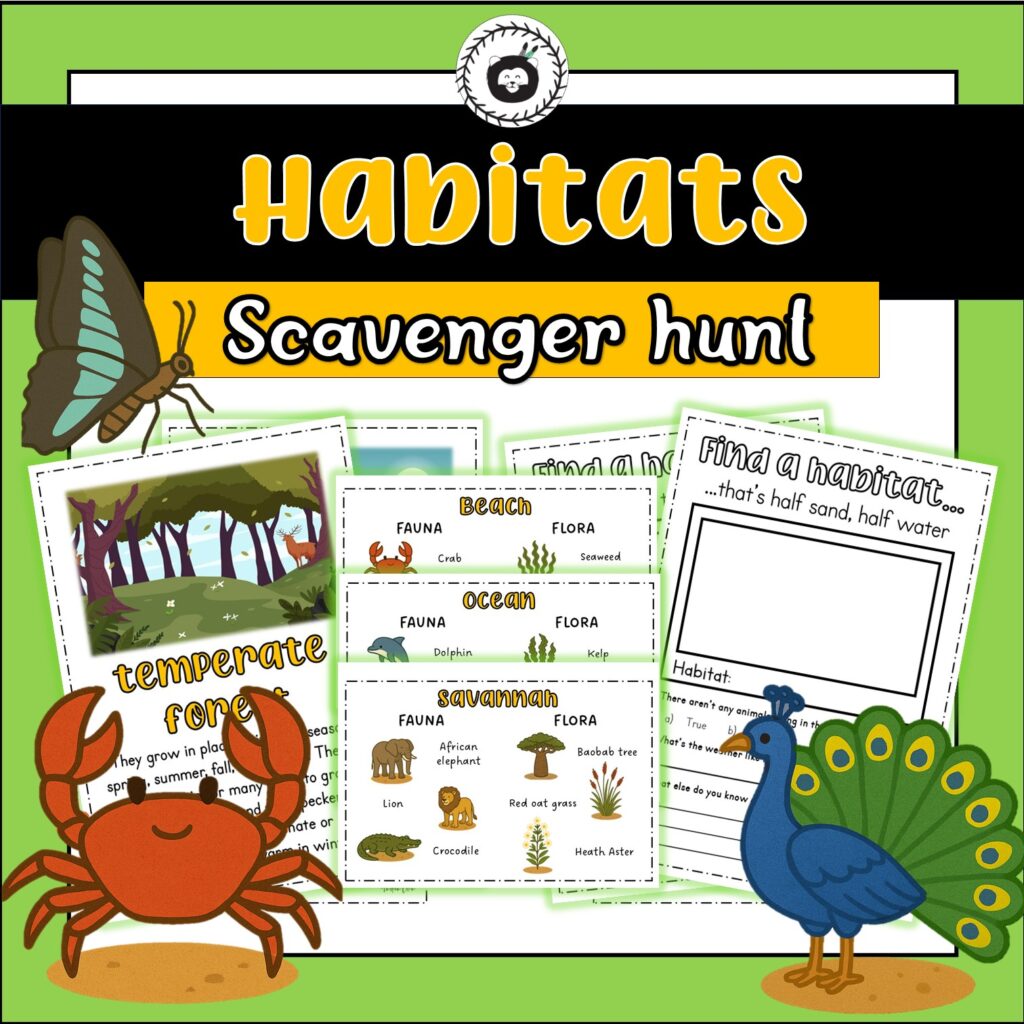 scavenger hunt habitat reading comprehension cover
